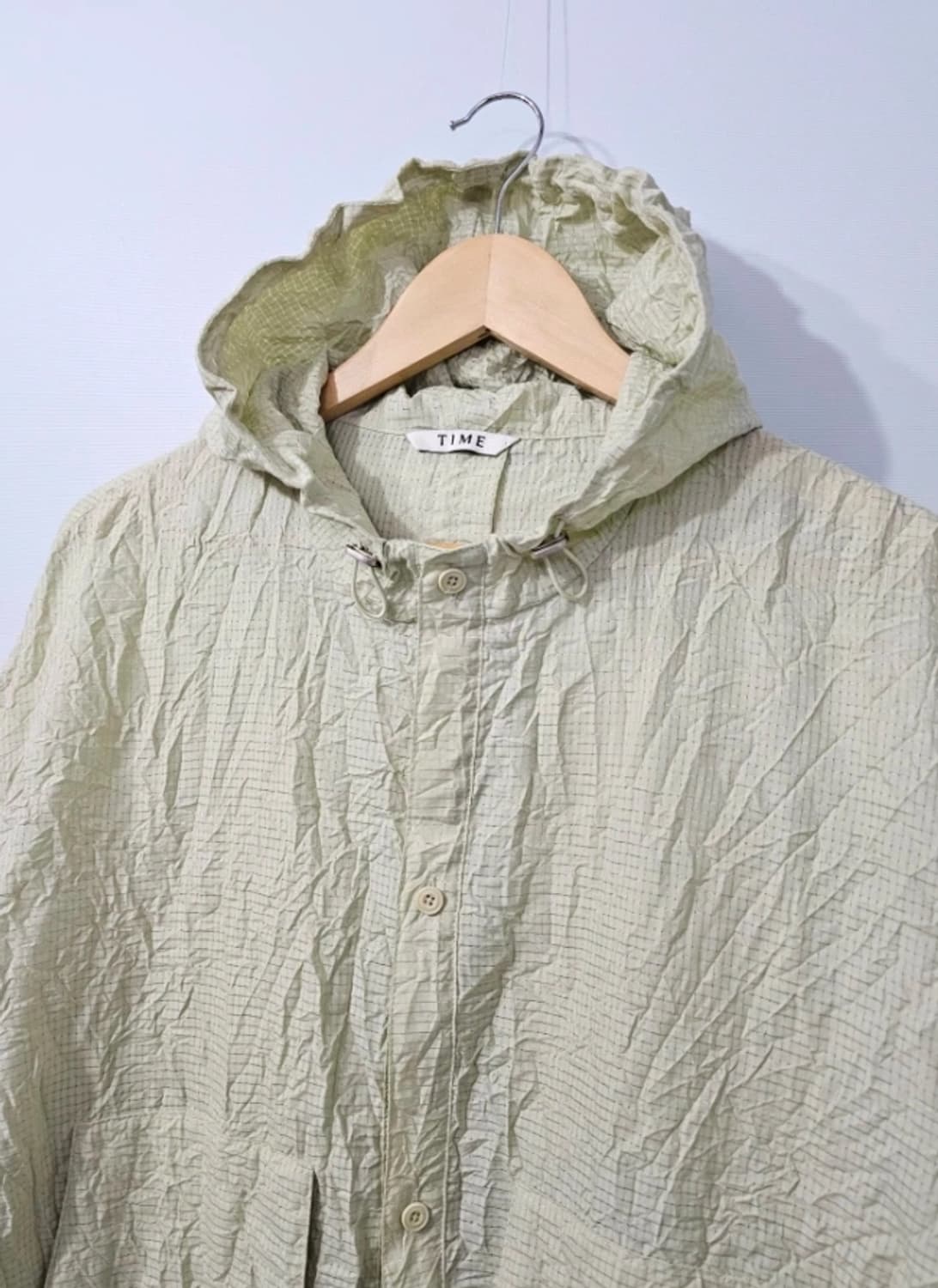 타임 TIME 크링클 체크 후드 셔츠 105 FW2024 상품이미지3