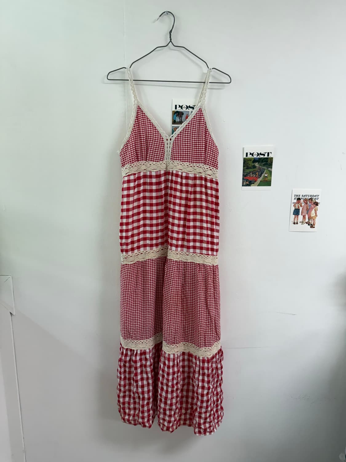 Japan check crochet onepiece 체크원피스  상품이미지2