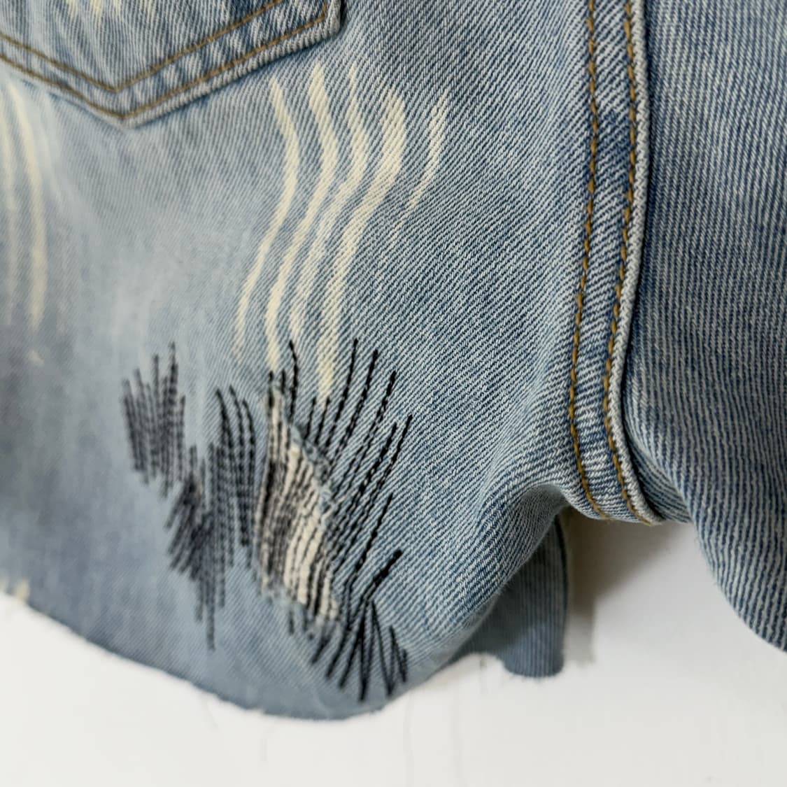 [28] 더오픈프로덕트 블루데미지 데님 반바지 상품이미지6