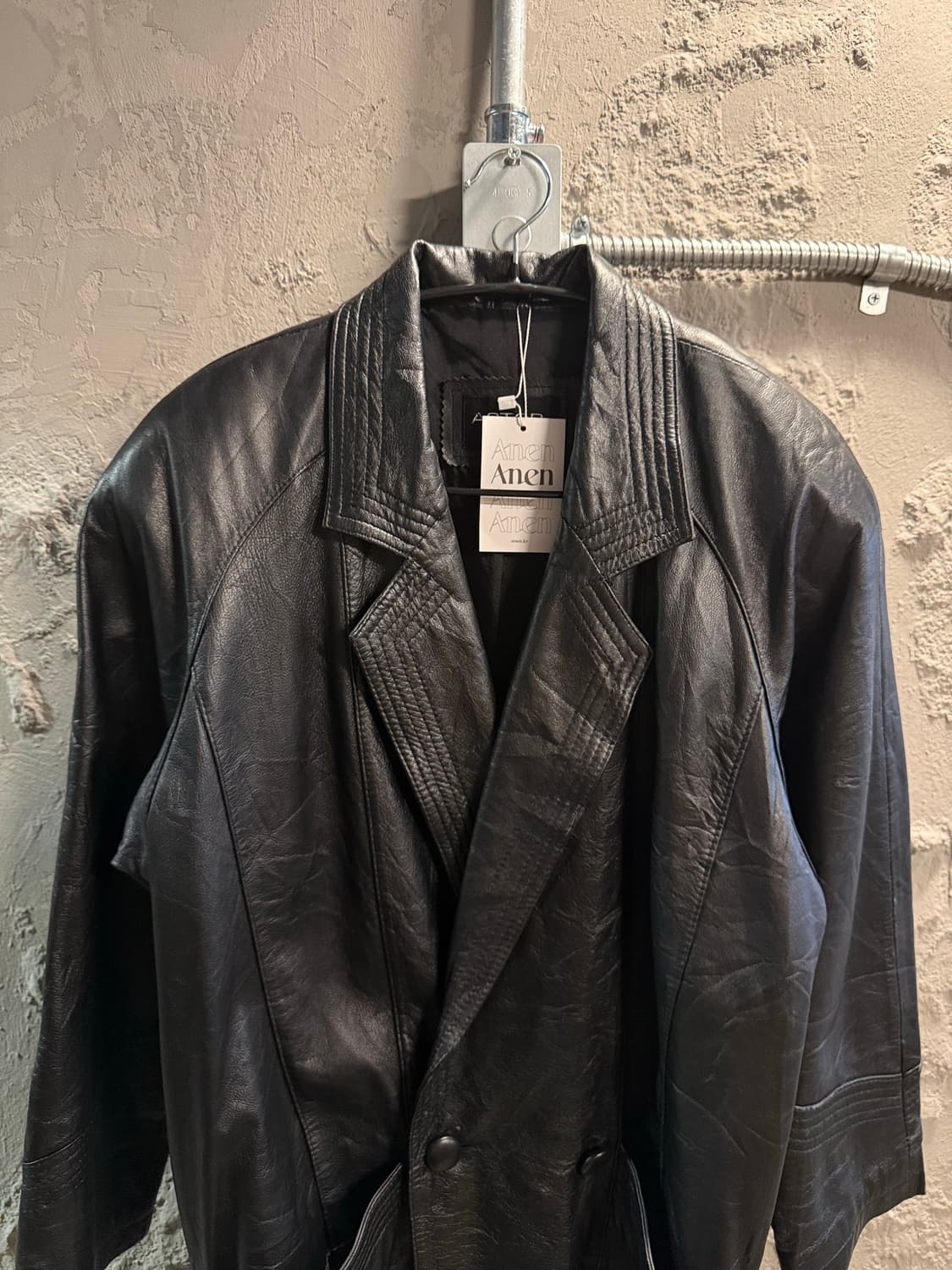 S 아스토르ASTOR KOBE 이태리 양가죽 더블 레더 롱코트 블랙 상품이미지4