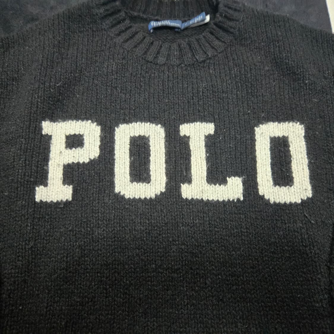 M 폴로랄프로렌 로고 크루넥 스웨터 블랙 상품이미지2