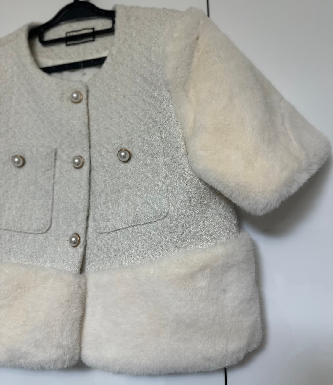 써리원트위드 퍼 자켓 아이보리 상품이미지4