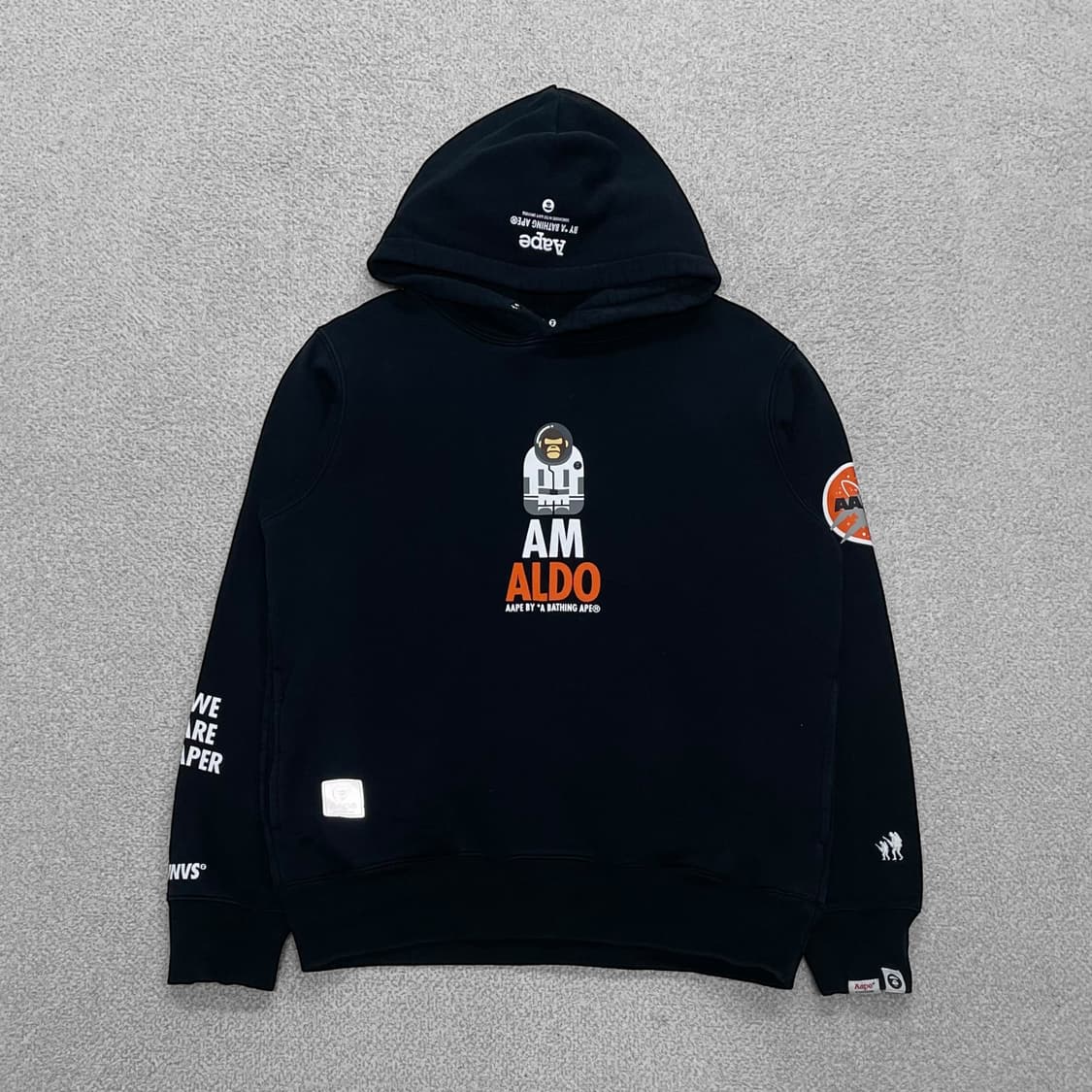 에이프 Aape 스페이스맨 사루 후드티 블랙 상품이미지2