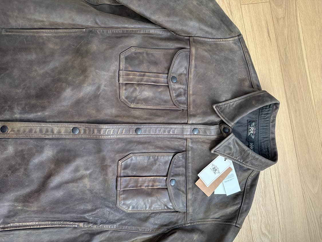 RRL 25ss 핸드디스트레스트 레더 오버셔츠 상품이미지2