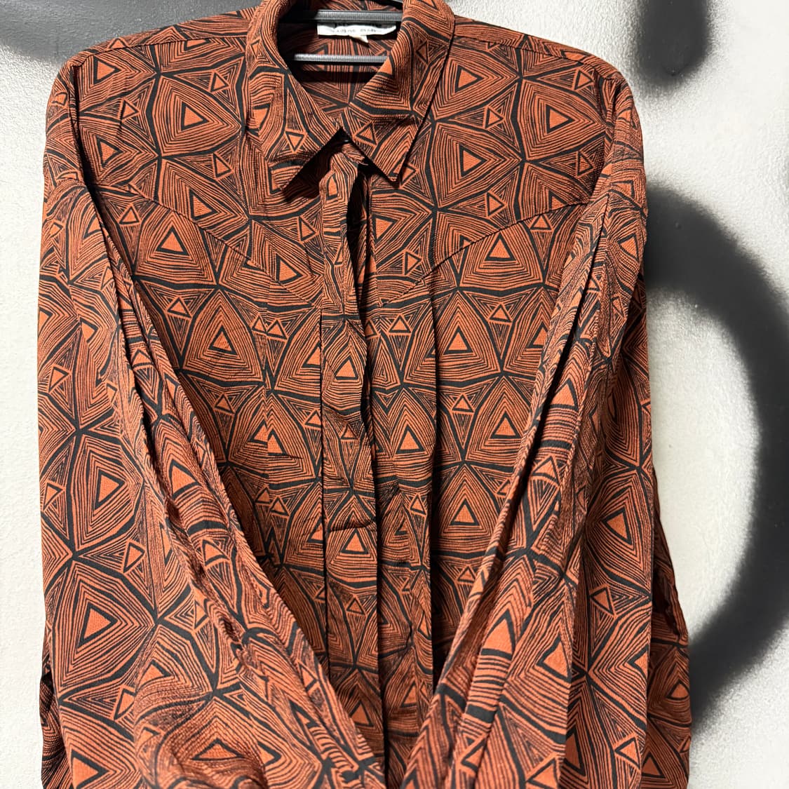 VTG 빈티지 기하학 에스닉 풀 패턴 절개 디테일 긴팔 셔츠 상품이미지6