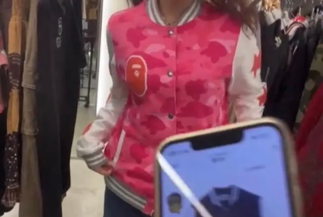 베이프 핑크 카모 롱바시티자켓 원피스 바시티 후드 집업 핑계 갸루 빈티지 상품이미지1