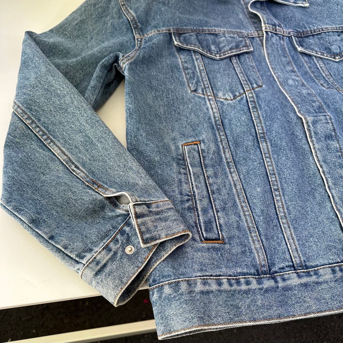 L 드로우핏 히든버튼 빈티지워시드 데님자켓 청자켓 상품이미지2