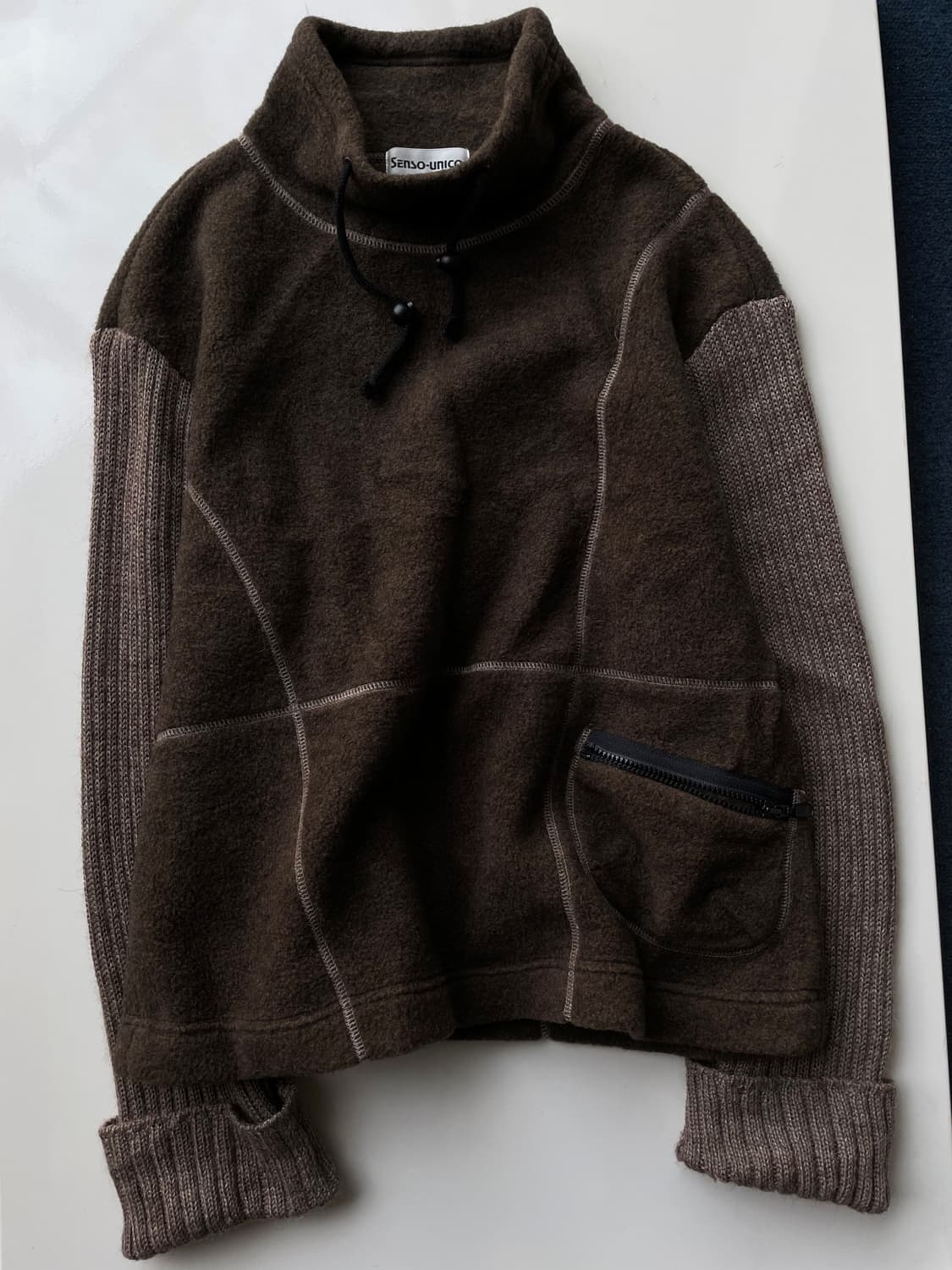 Stand collar knit sleeve pullo 상품이미지1