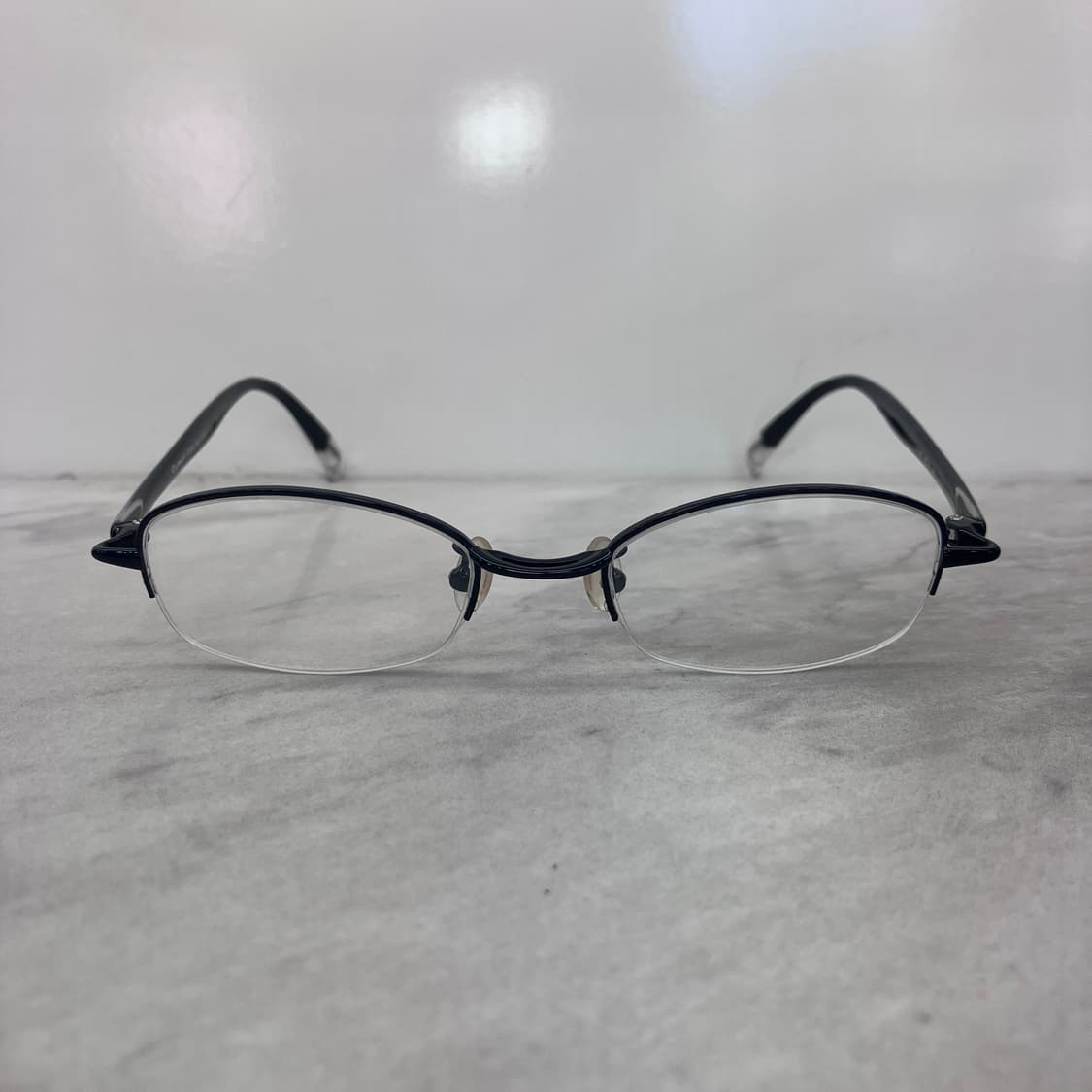 D97 CAMO 빈티지 블랙 오벌 반무테 안경 상품이미지6