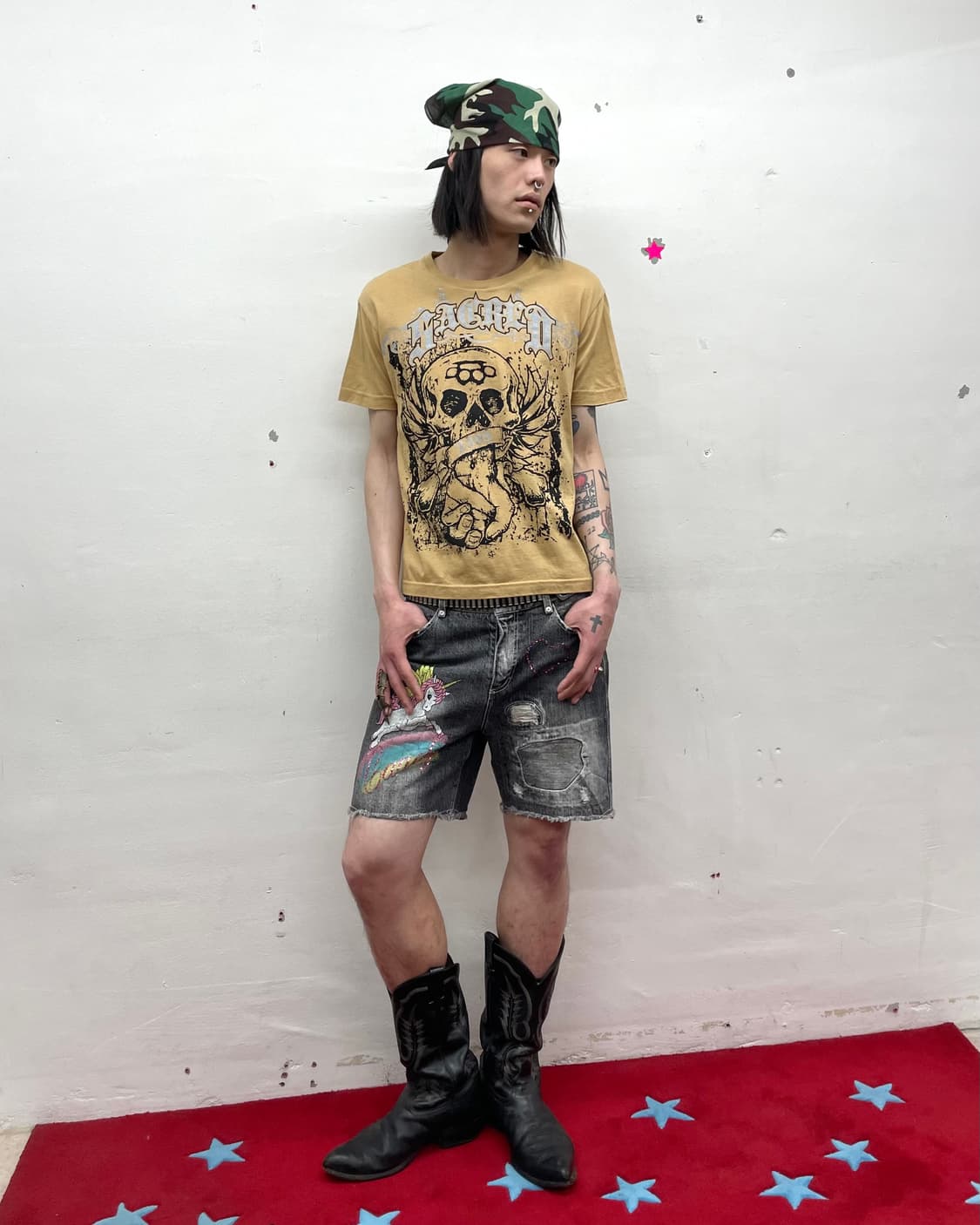 Beige Big Skull T-shirt  상품이미지4