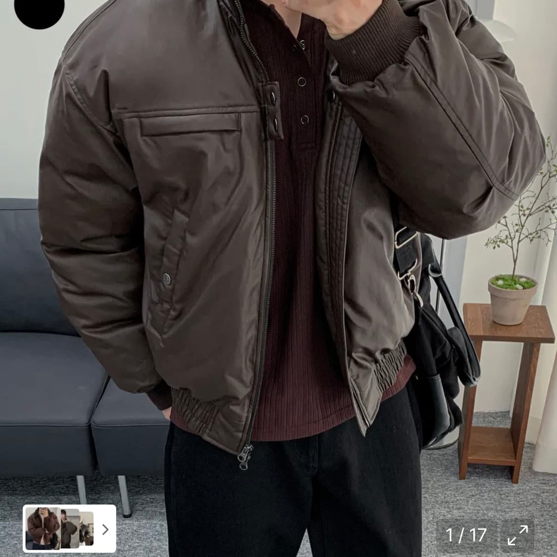 SECONDMONO 레더 봄버 푸퍼 패딩 상품이미지4