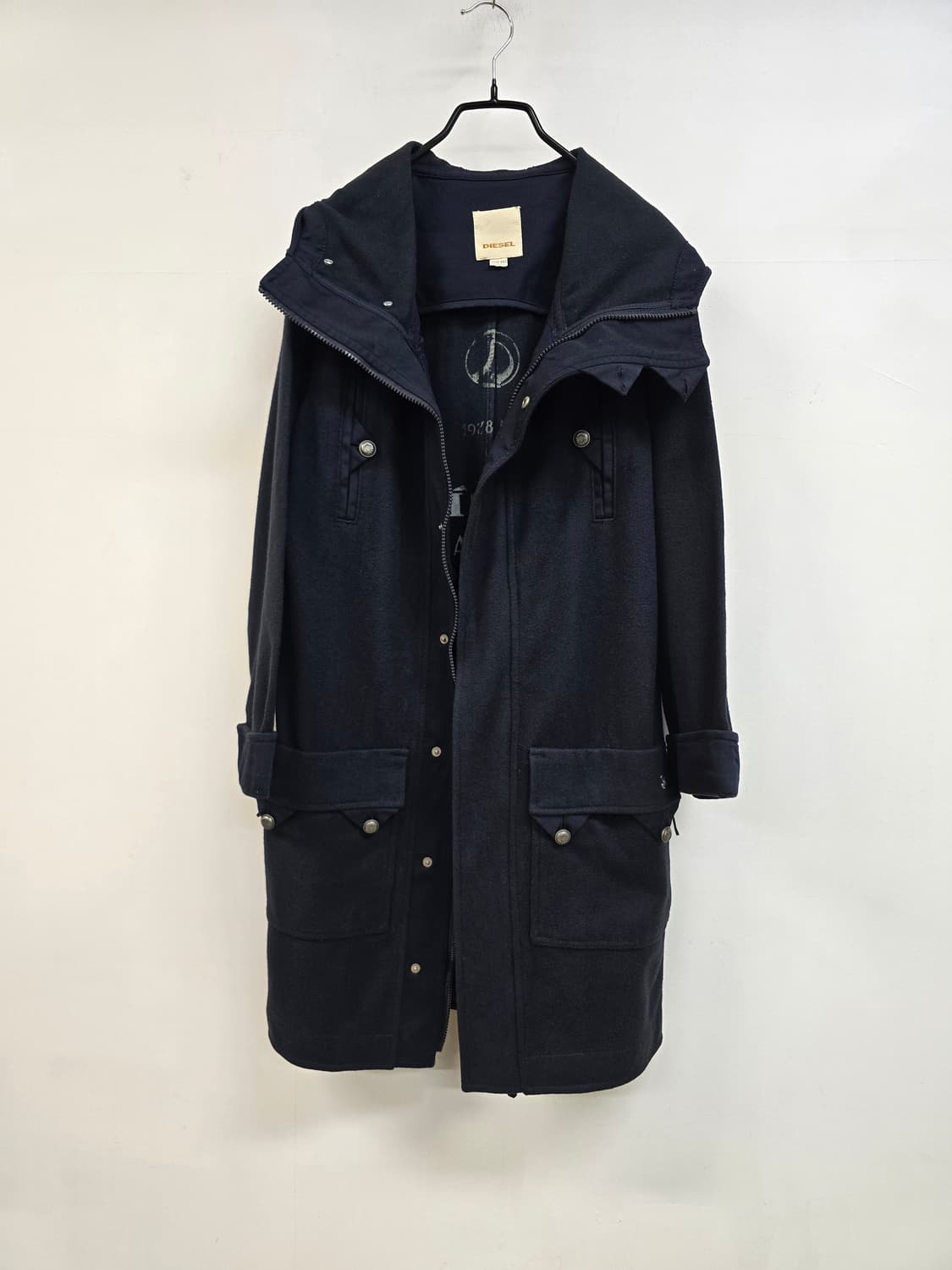 디젤 아카이브 벨티드 후드 울 코트 상품이미지1