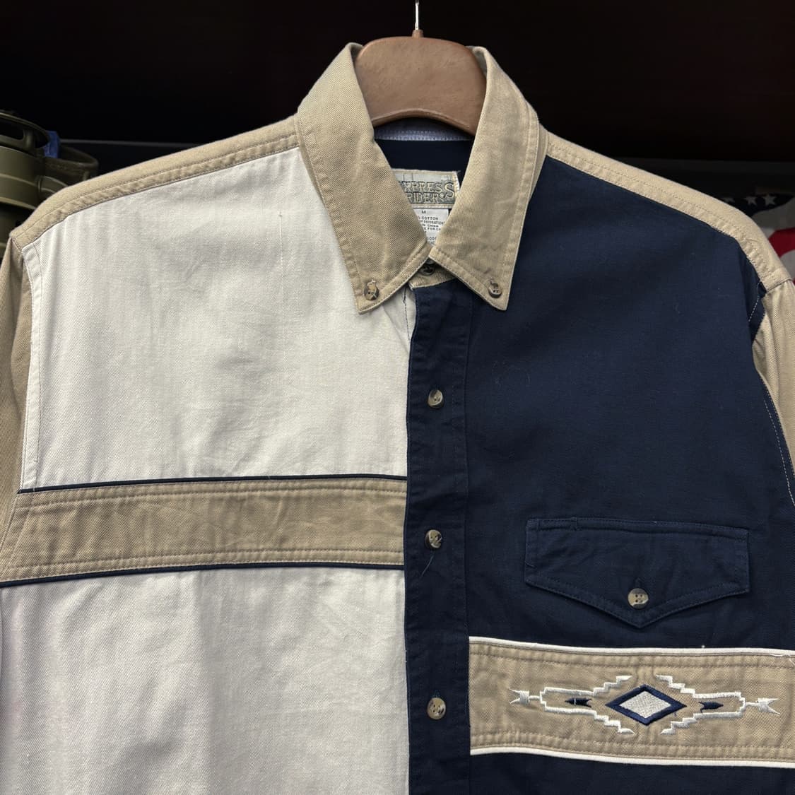 90s 익스프레스 라이더 언발란스 아즈텍 패턴 워크셔츠 N577 상품이미지3