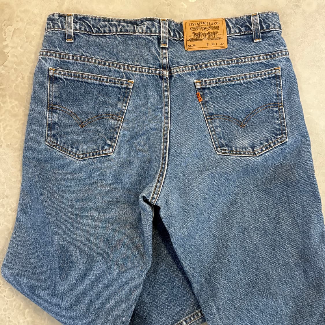 [38/32] 90s USA🇺🇸 리바이스 517 오렌지탭 중청 데님 상품이미지6