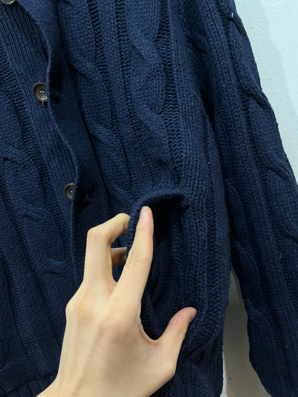 아베크롬비 케이블 양털 니트집업 네이비 XL 상품이미지5