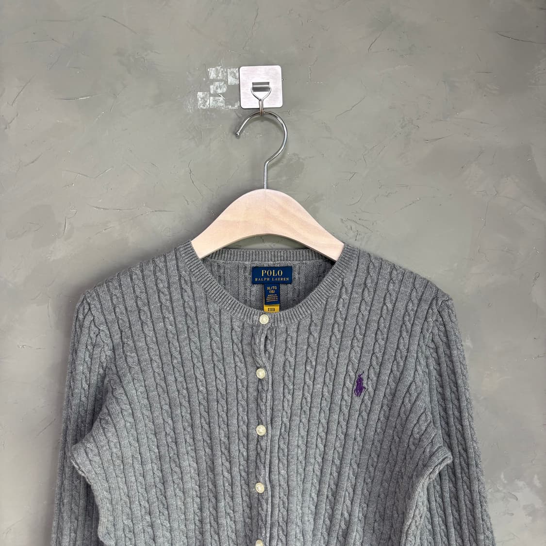 폴로 랄프로렌 꽈배기 니트 가디건 그레이 상품이미지3