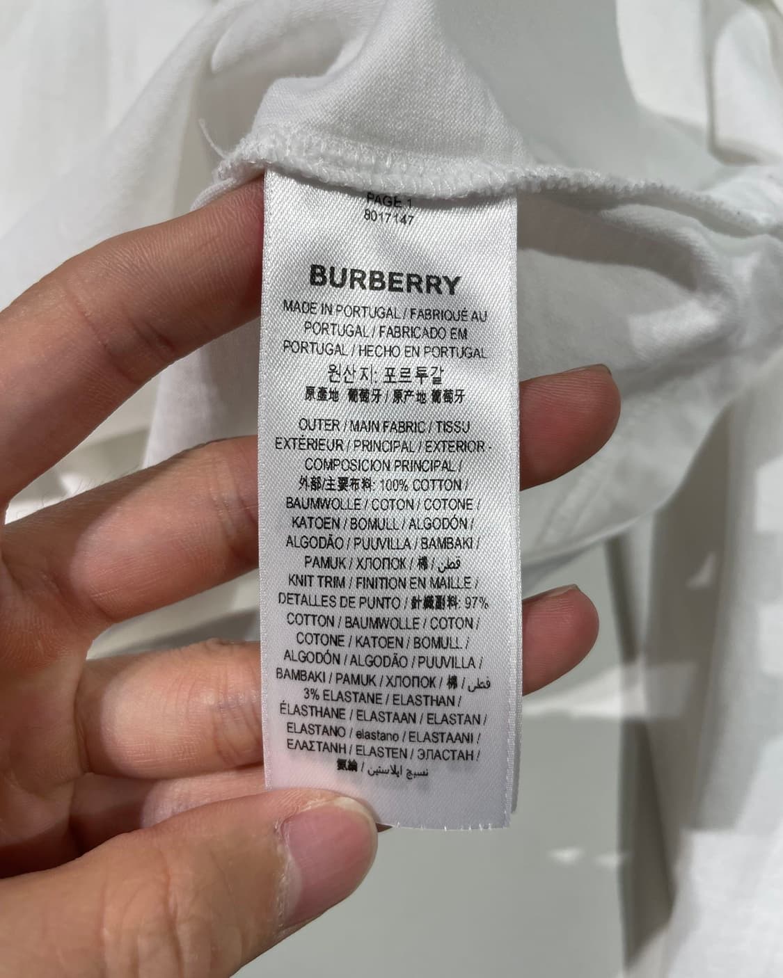 버버리 화이트 엘보우 홀 스터드 롱 슬리브 상품이미지8