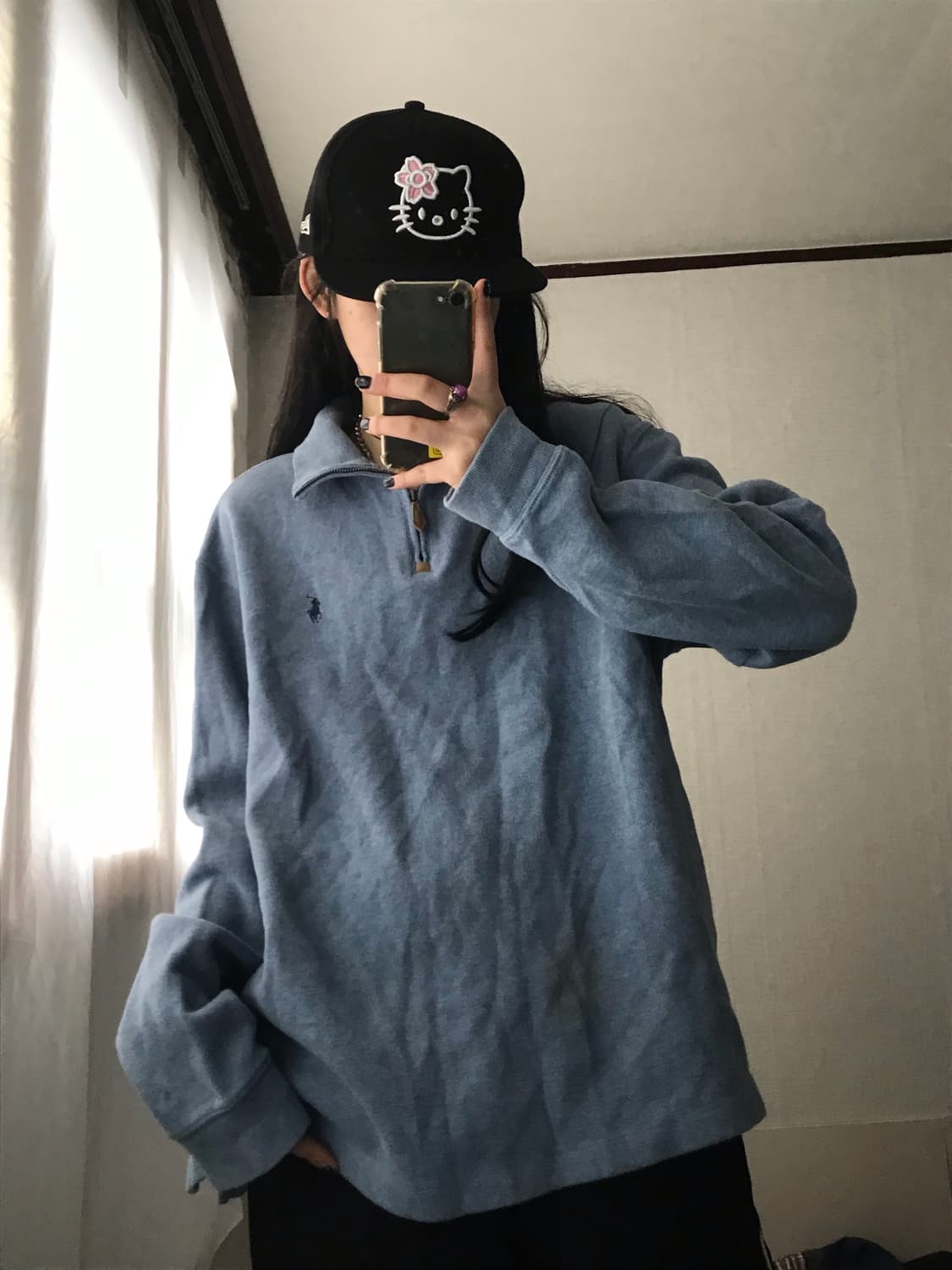 폴로 연하늘 오버핏 반집업 상품이미지3