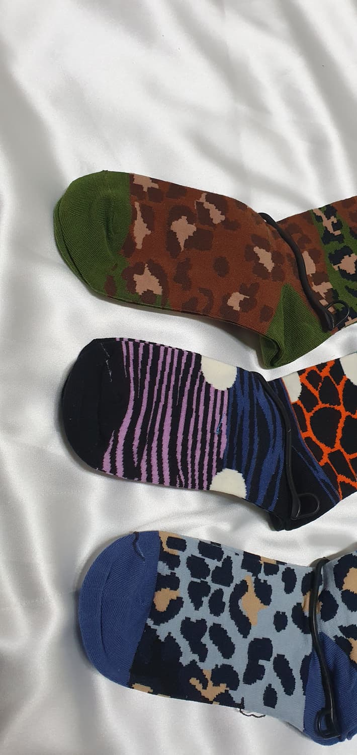 블루 퍼플 그린 호피 레오파드 말줄 패턴 비비안웨스트우드 양말  상품이미지4