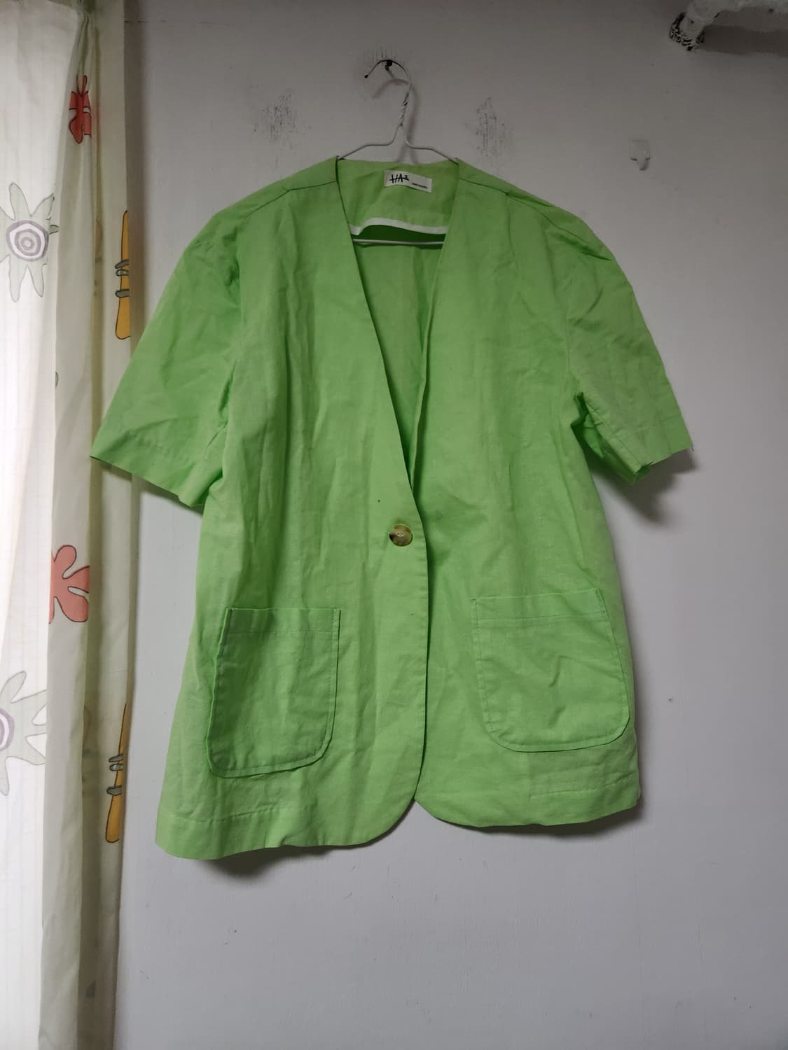 이벤트 무대용  라임색 반팔 린넨 자켓 88 상품이미지1