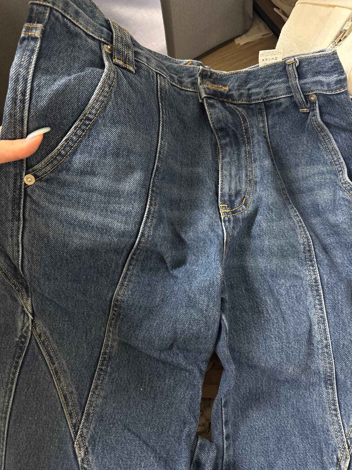 나체 Slim line washing jeans dark blue  상품이미지5