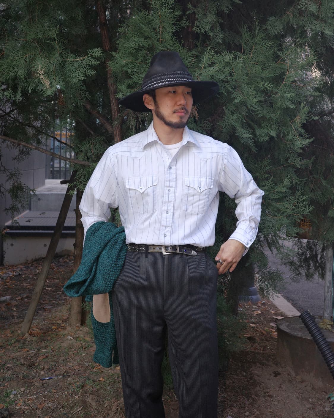 70’s 빈티지 스트라이프 드레스  웨스턴 셔츠 상품이미지5