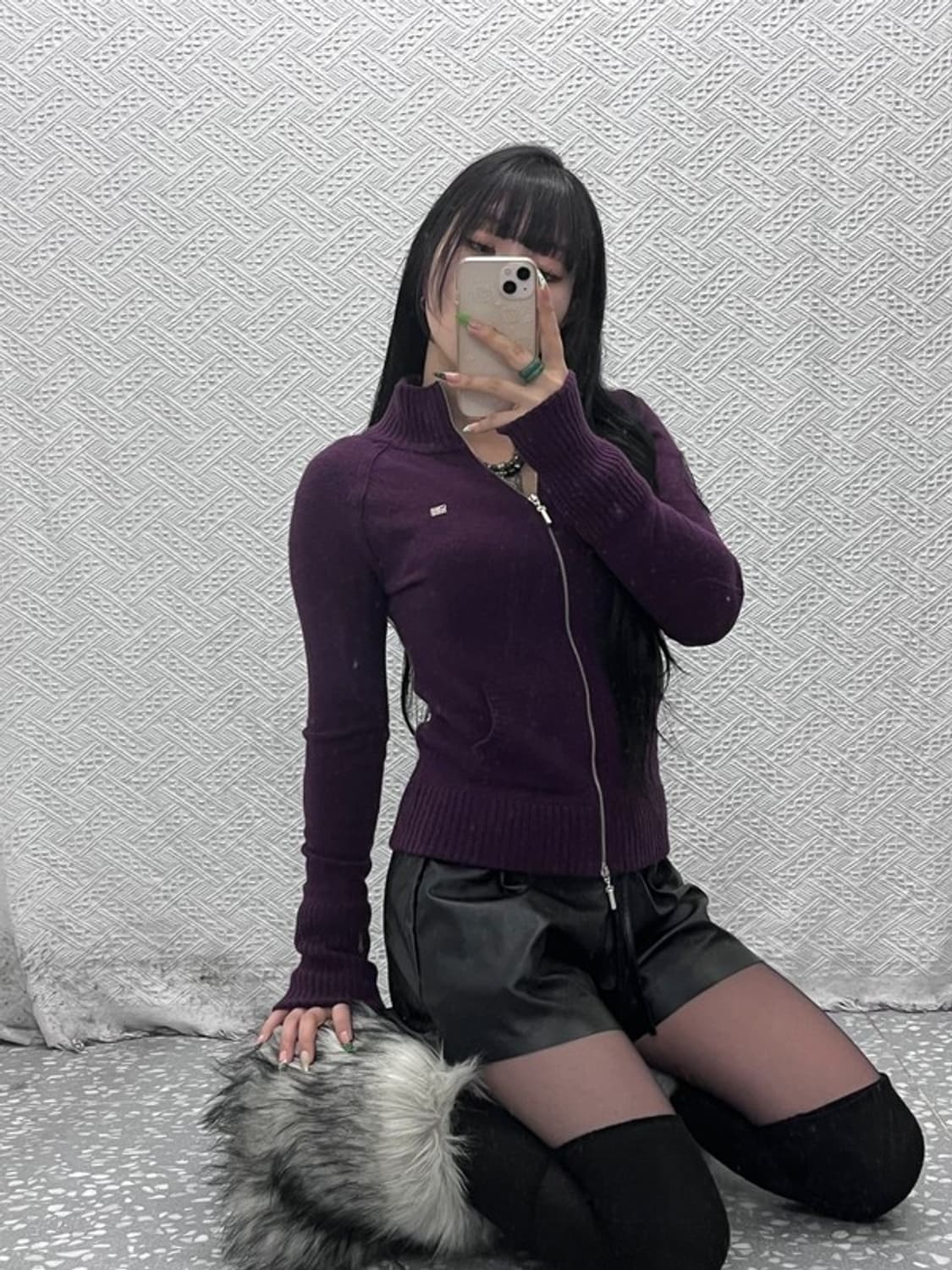 폴로 랄프로렌 90's 딥퍼플 램스울 캐시미어 가디건 S C09264 상품이미지1