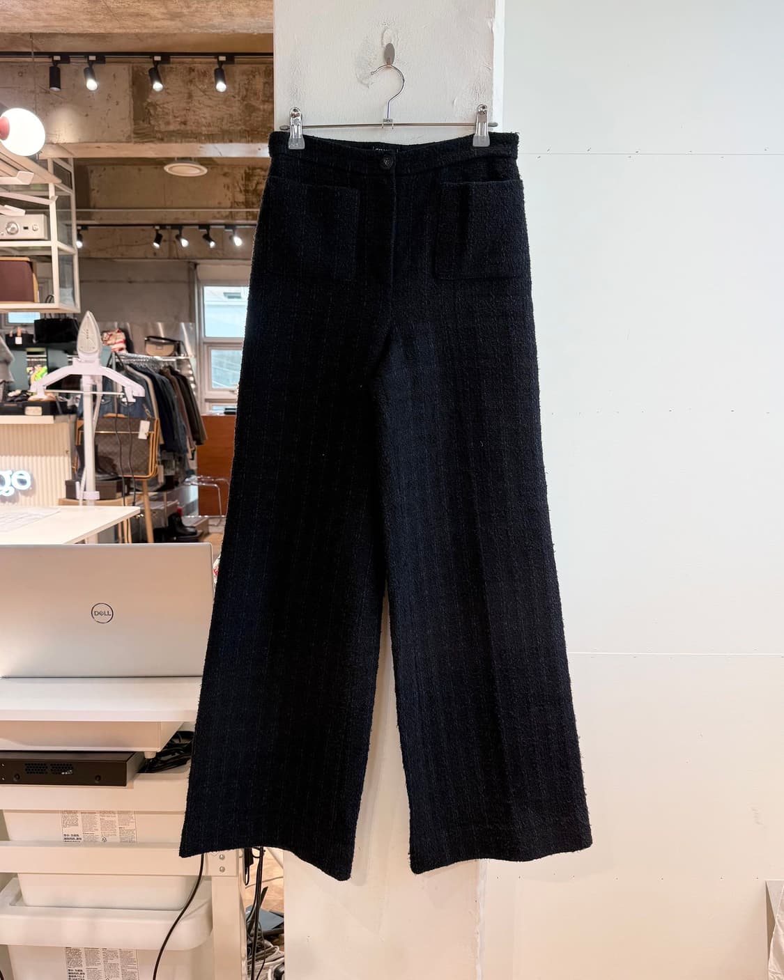 샤넬 유니폼 블랙 체크 트위드 팬츠  상품이미지2