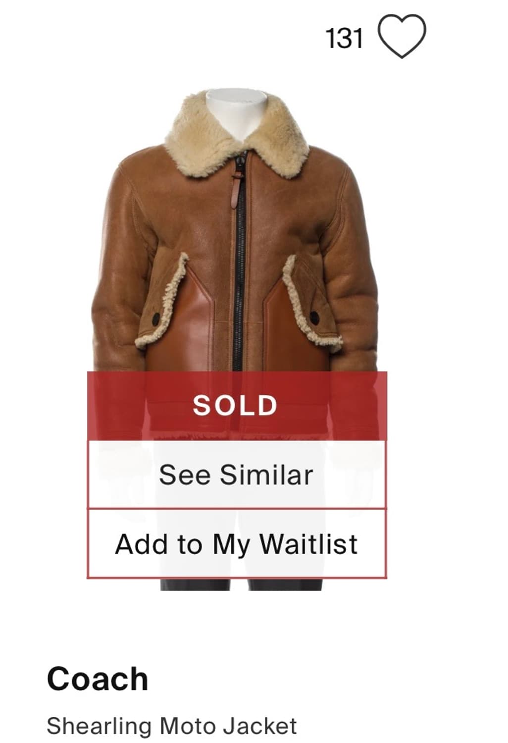 Coach Shearling Moto Jacket M 상품이미지4