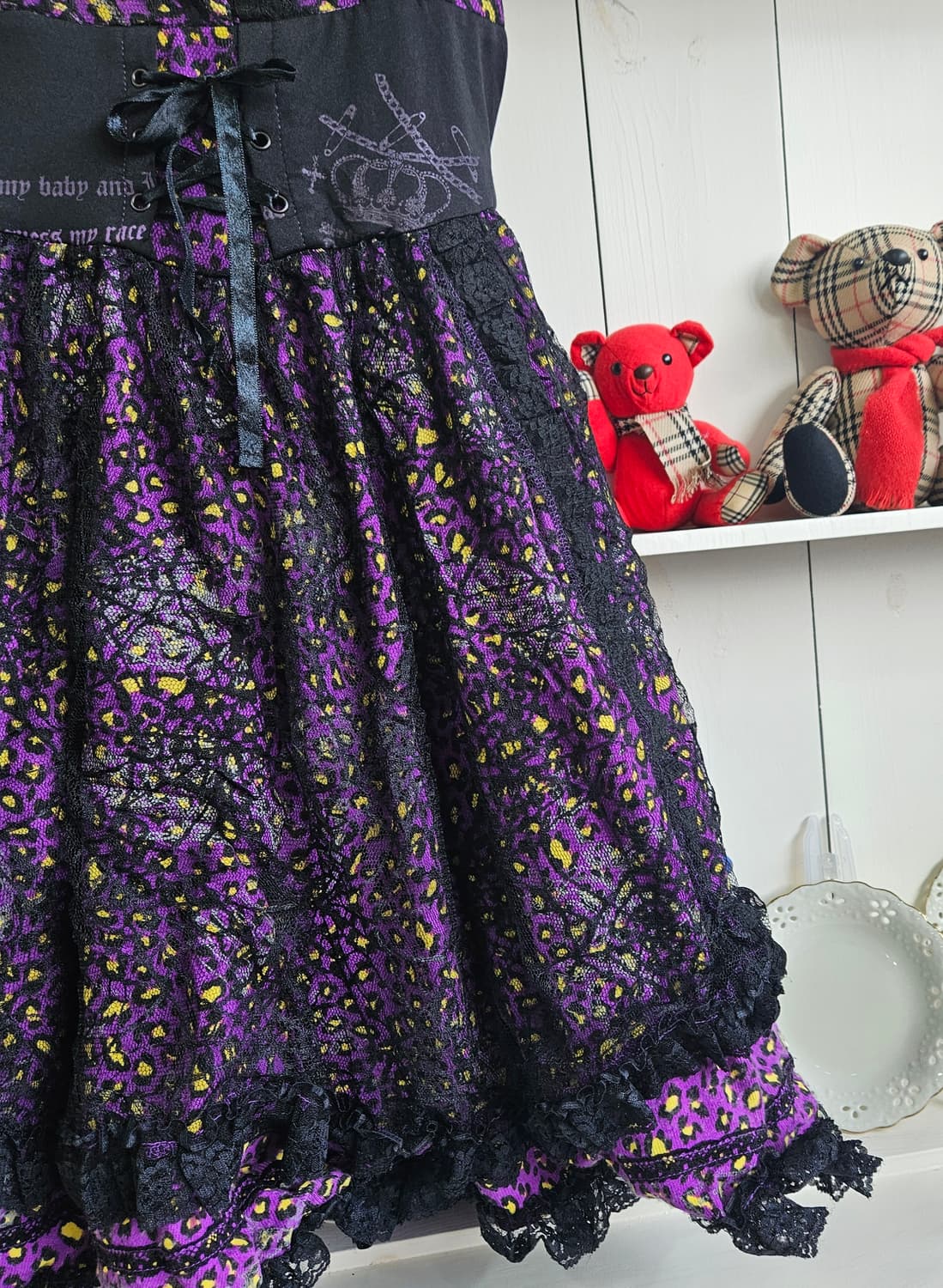 퍼플 레오파드 레이스 볼륨 원피스 상품이미지7