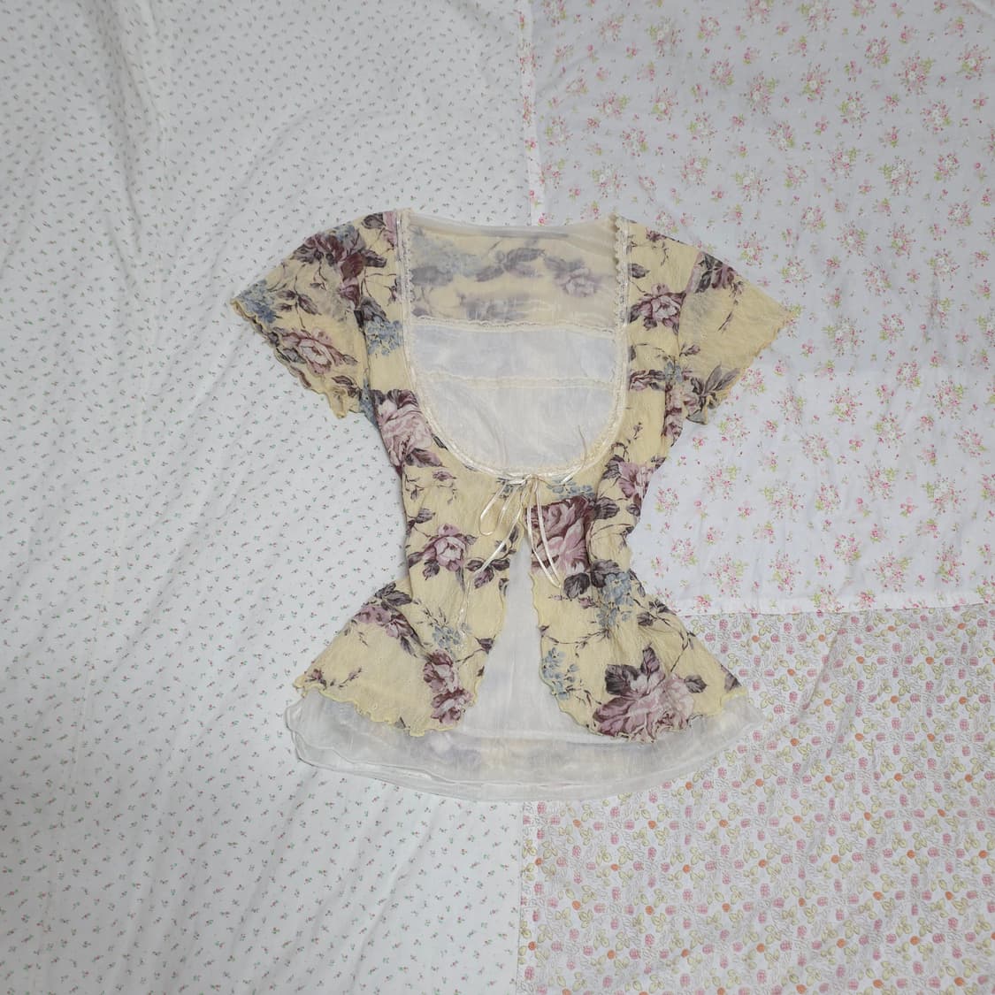 빈티지 오리엔탈 페어리 L'est rose 로걀탑 리본 플로럴 바선생 상품이미지1