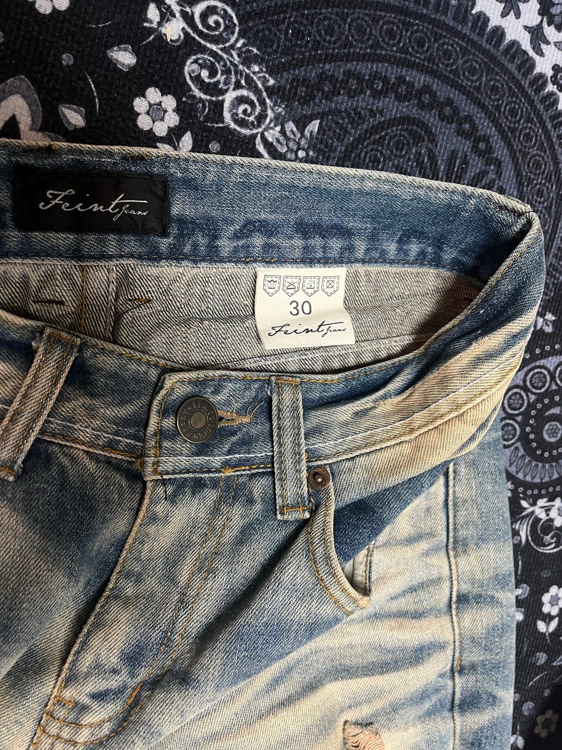 빈티지 샌드워싱 디스트로이드 데님팬츠 30 상품이미지6