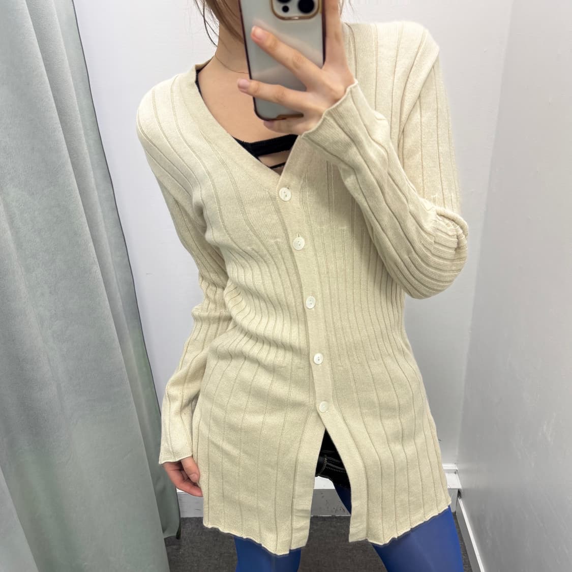 Norma Kamali 아이보리 모혼방 가디건 상품이미지2