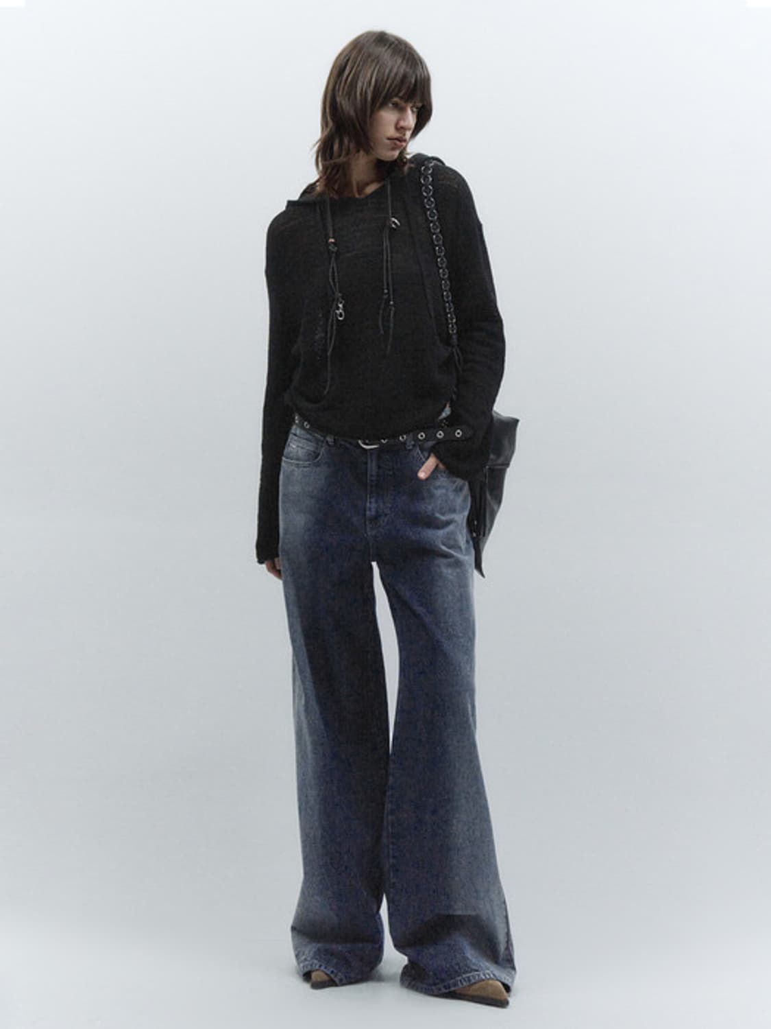 인사일런스 썸머 후드 니트 BLACK 상품이미지3