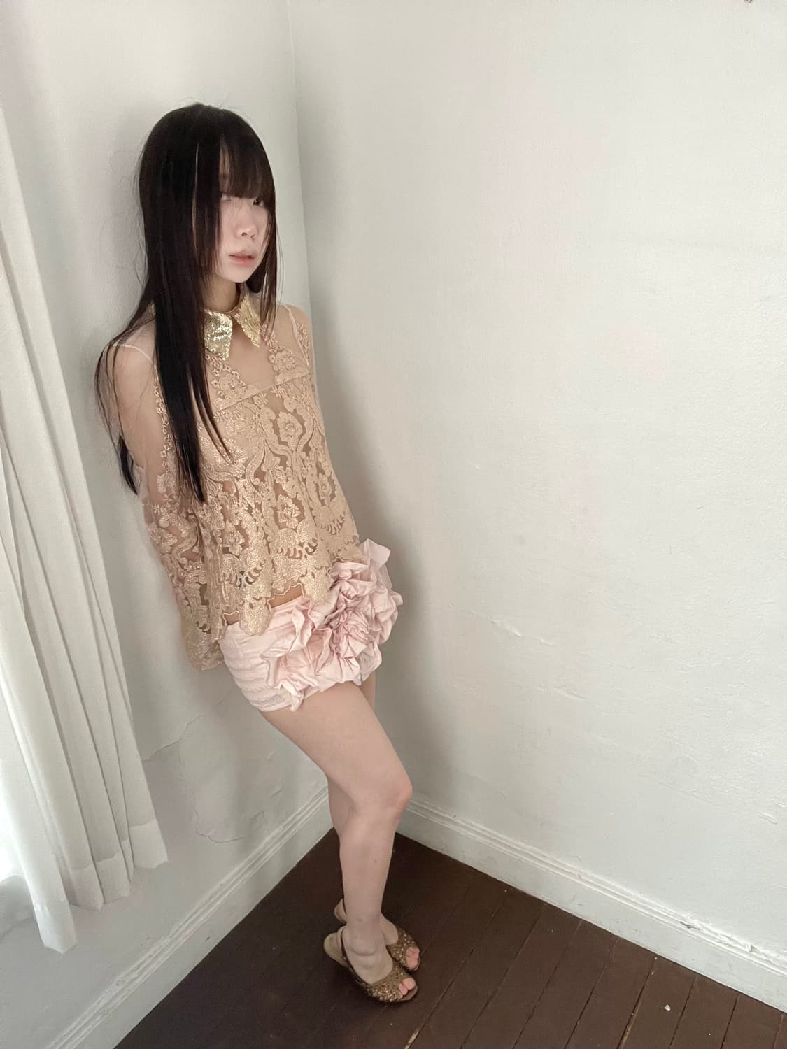 레이스 디테일 셔츠 상품이미지2
