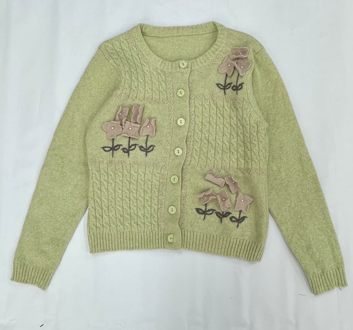 🍀하구미의 러블리 모리걸 플라워 말차우유 투피스🍀 니트 가디건  상품이미지3