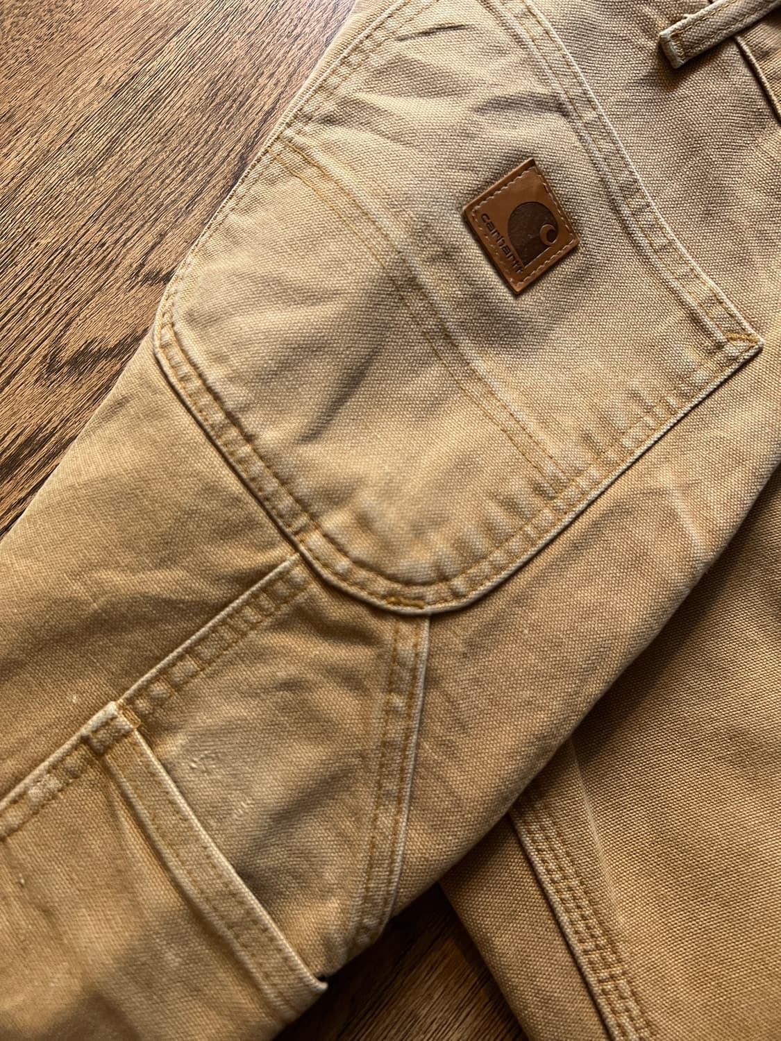 [34]칼하트 USA 체크 라이닝 빈티지 페인팅 브라운 싱글니 워크 팬츠 상품이미지8