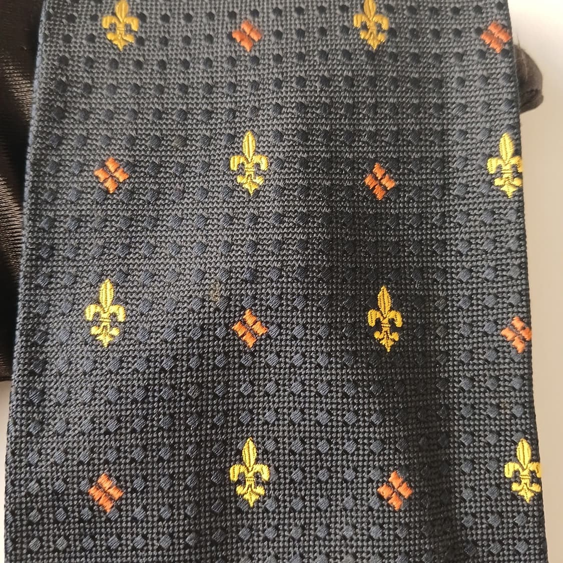 아쿠아스큐텀 실크 블랙 골드 모티브 넥타이 9.8cm A등급 A19125 상품이미지6