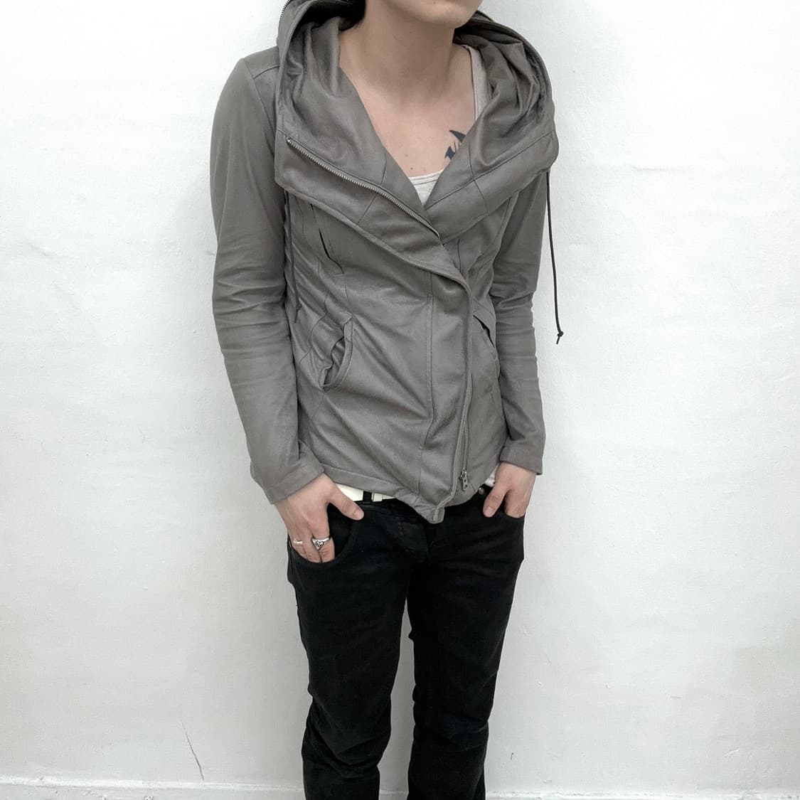 Tornado mart grey suede asymmetry jacket 상품이미지2