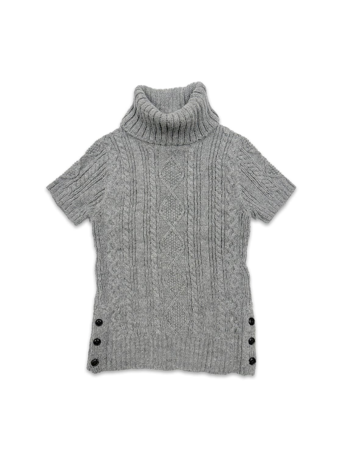 빈티지 그레이 사이드 단추 반팔 니트 상품이미지1