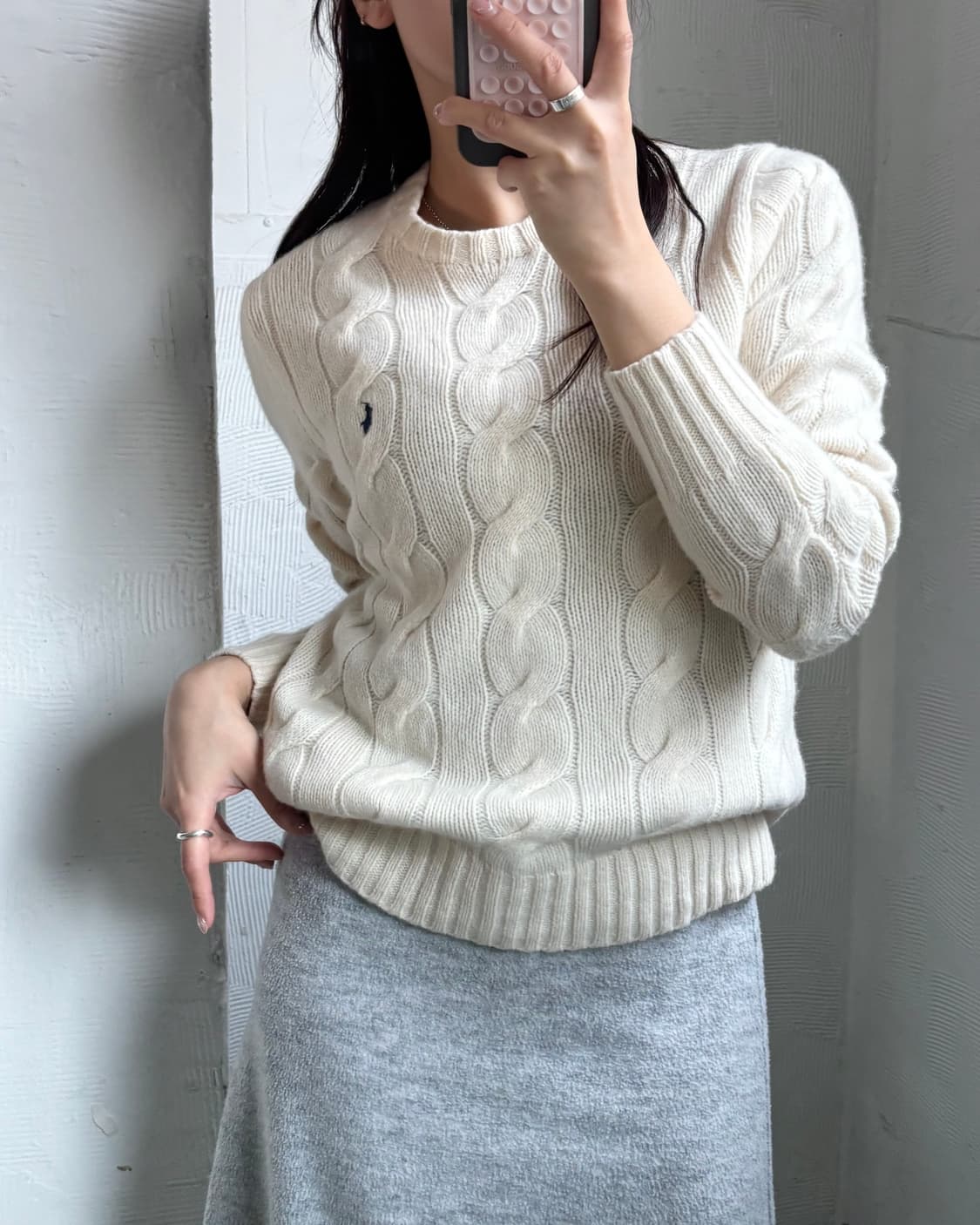 Polo 폴로 랄프로렌 캐시미어블렌드 아이보리컬러 케이블 니트  상품이미지1