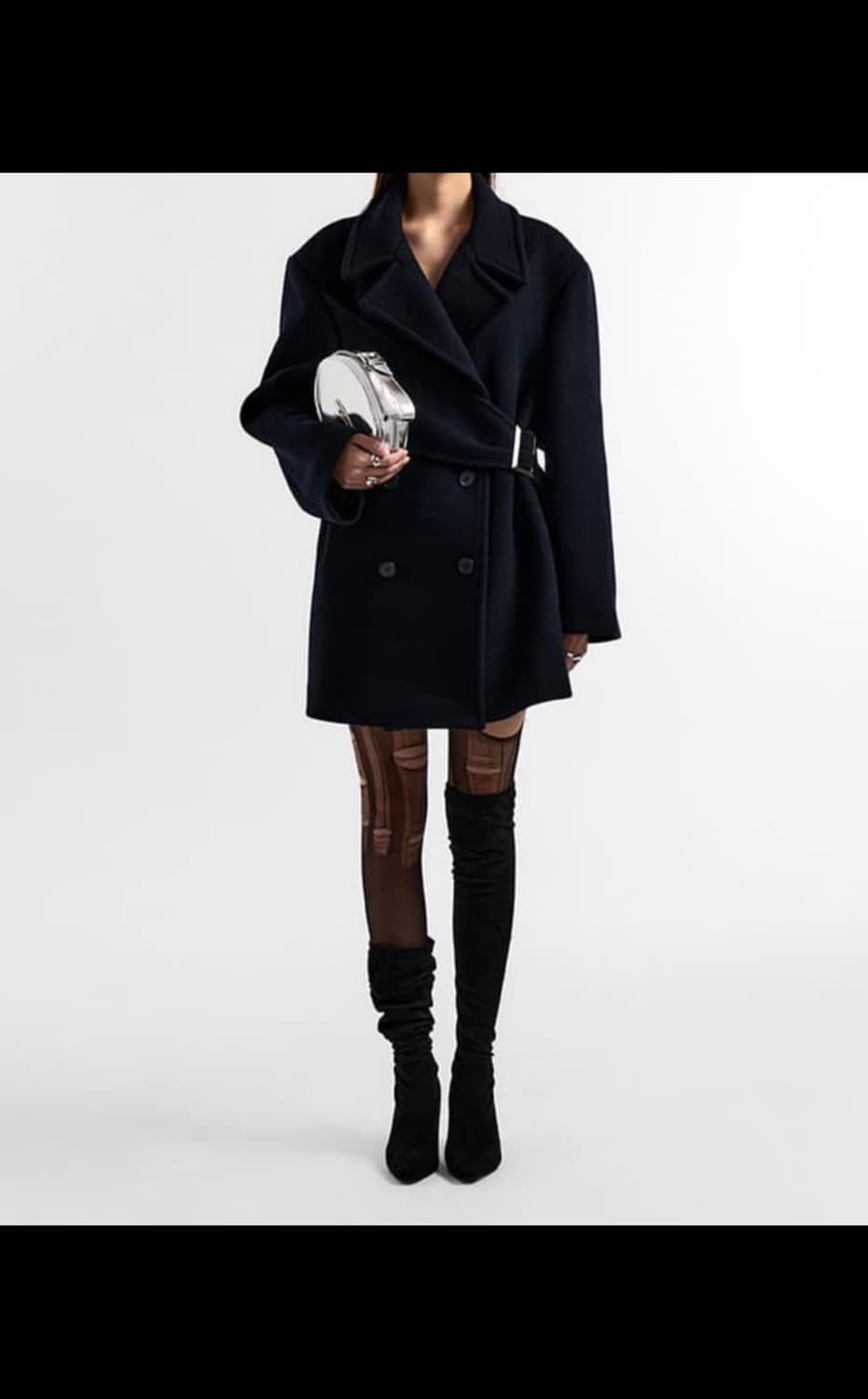 YEEL SIDE-BELT HALF COAT NAVY 상품이미지3