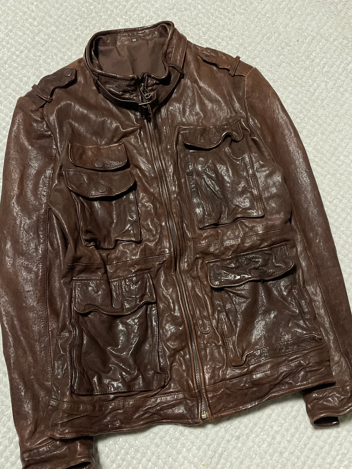 광희시장 웨스턴 무드 램스킨 양가죽 레더 자켓 브라운 상품이미지5