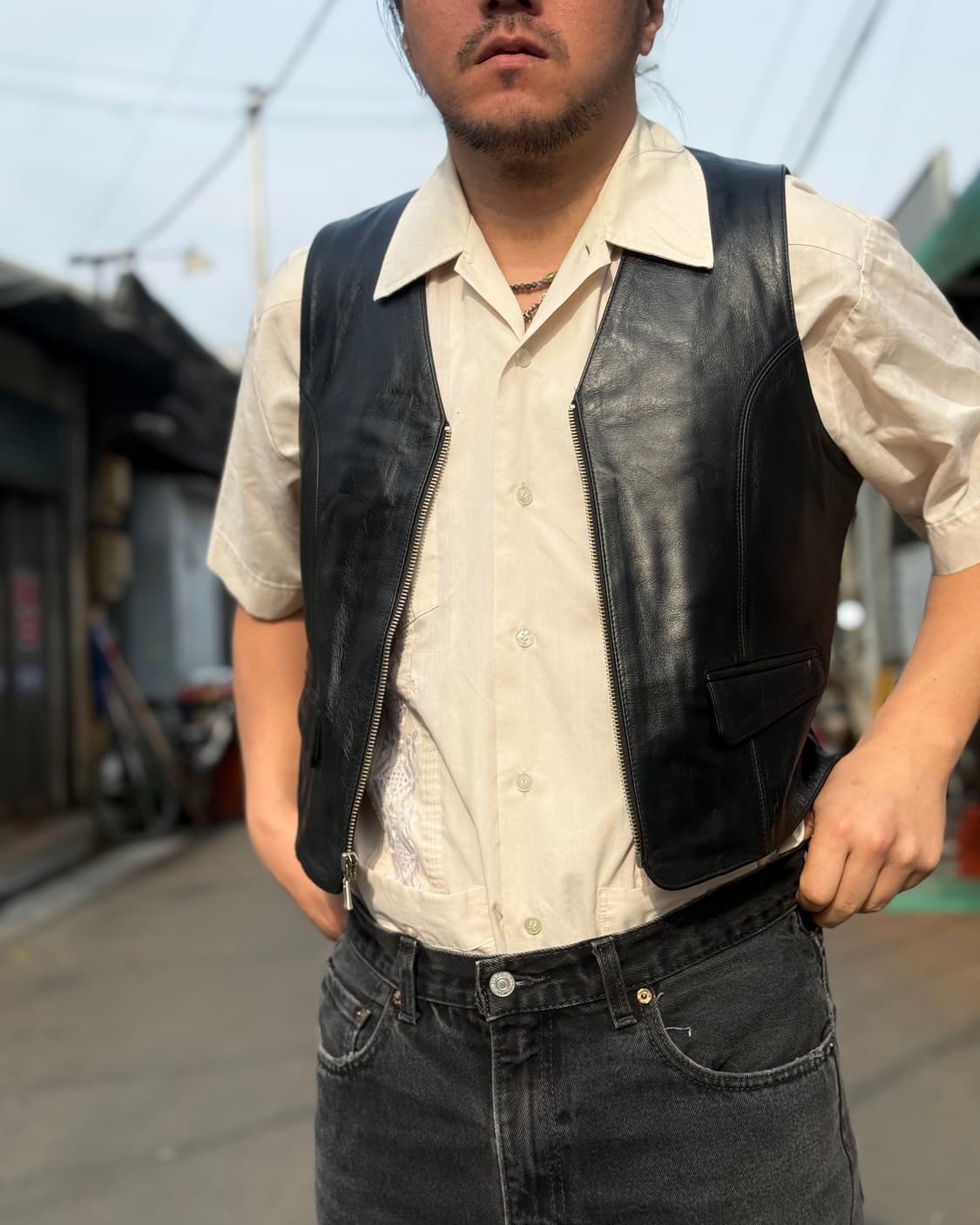 90-00‘s 아이웨이 카우하이드 베스트 XL 상품이미지9