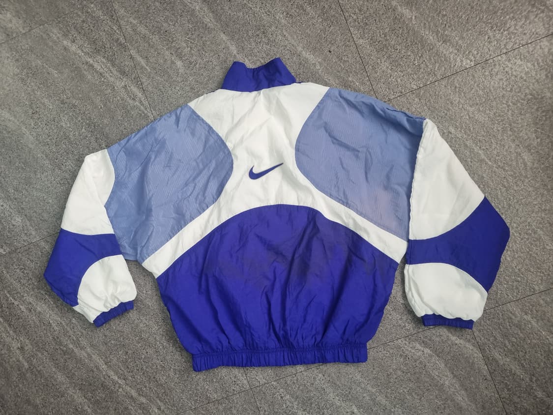 90s 빈티지 나이키 올드스쿨 바람막이 트랙재킷 블루 화이트 상품이미지2