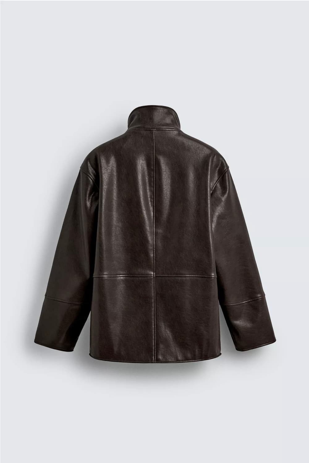 자라 배색 페이크 레더 점퍼 브라운 L 상품이미지4