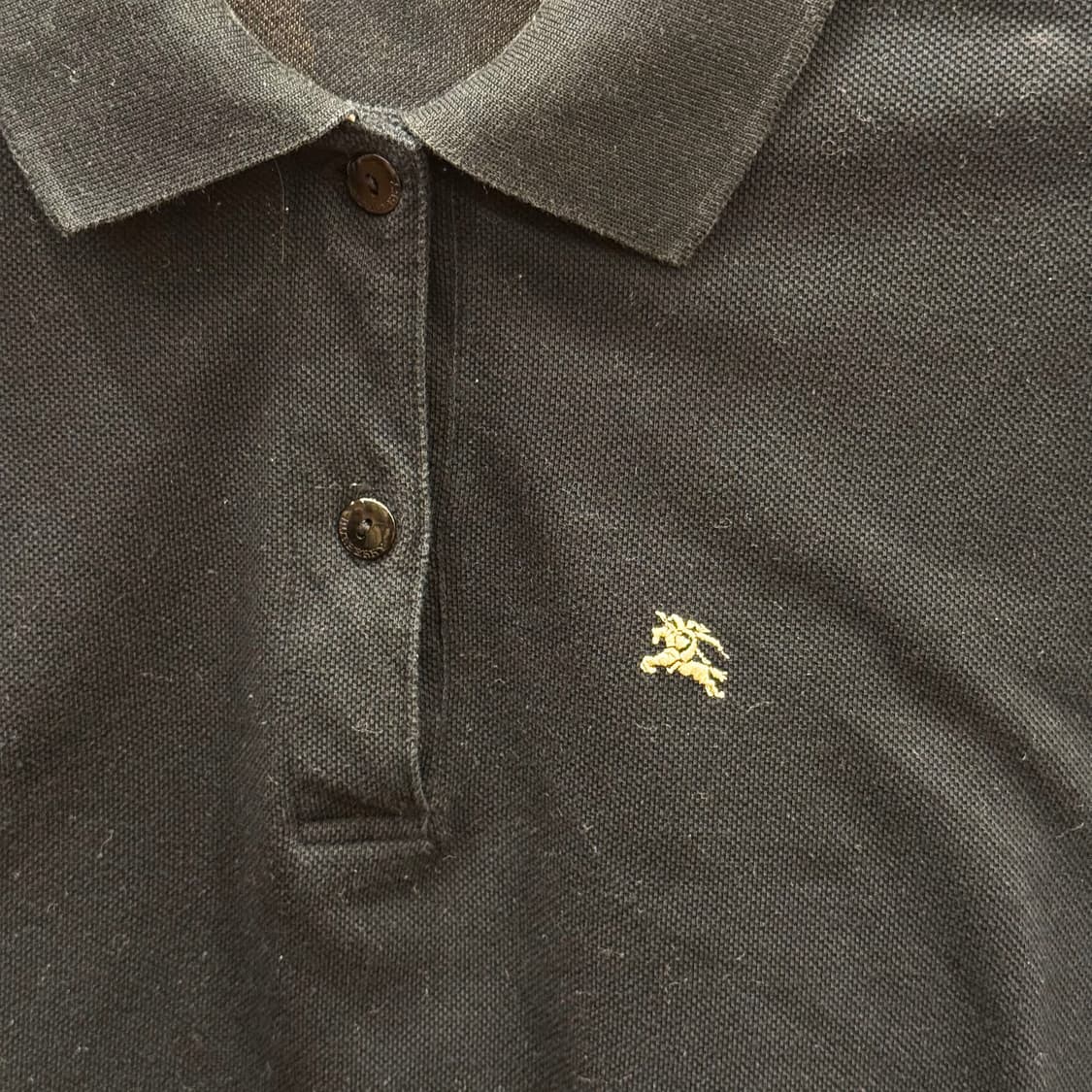 버버리 골프 로고 자수 반팔 카라 티셔츠 피케 코튼 블랙 상품이미지6