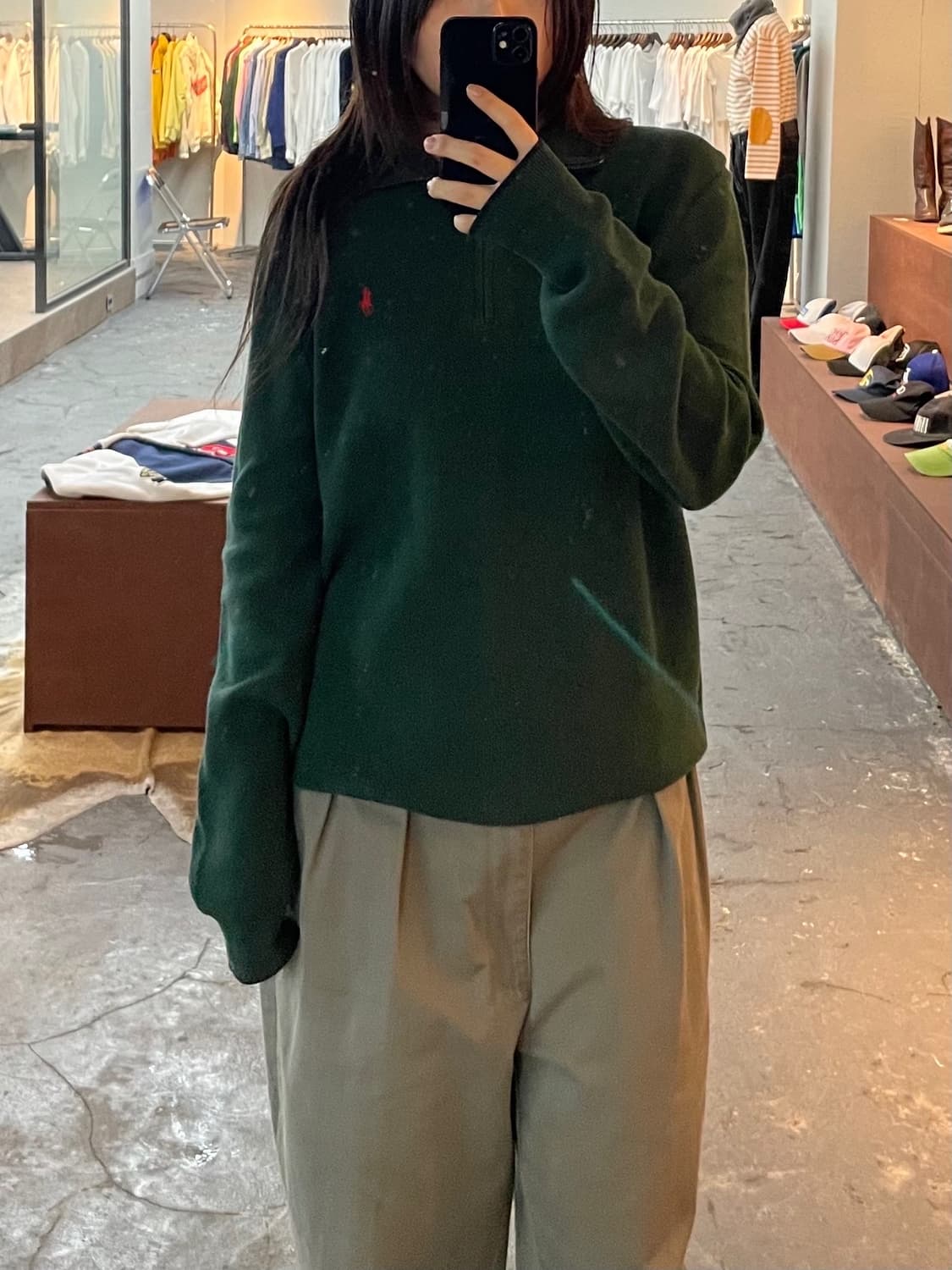 폴로 랄프로렌 딥그린 반집업 니트 H497 상품이미지1