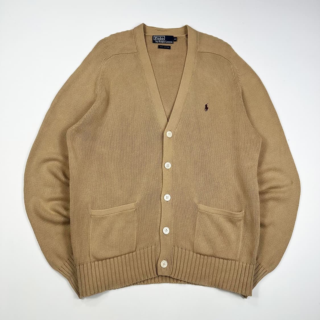 폴로 랄프로렌 클래식 니트 가디건 베이지 실측L 상품이미지1