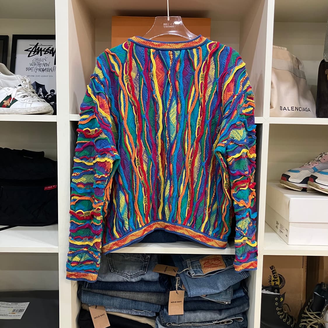 쿠지 멀티컬러 3D 케이블 니트 스웨터 S 상품이미지3